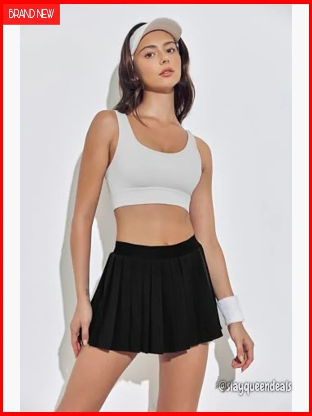 High Waisted Pleated Tennis Skirt with Pockets Adjustable Buckle Skort